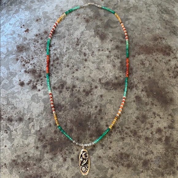 Celestial Pendant on Colorful Gemstone Necklace - Picture 6 of 6